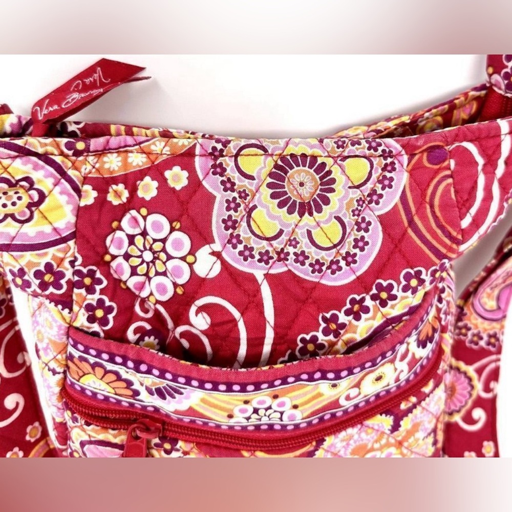 Vera Bradley Quilted Pink and Yellow Paisley Floral Crossbody Bag - Picture 2 of 8